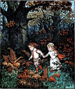 Boy and girl in a wood