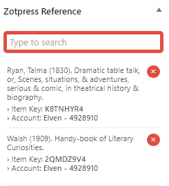Zotpress search