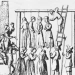 Four witches being hanged
